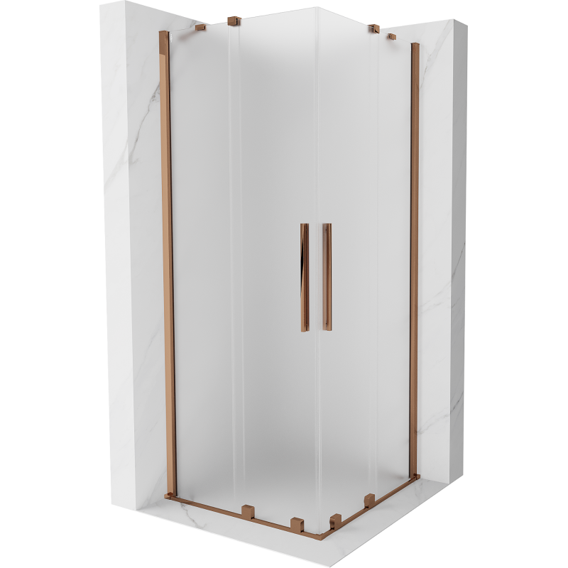 Mexen Velar Duo kabina prysznicowa rozsuwana 100 x 100 cm, szron, różowe złoto - 871-100-100-32-60