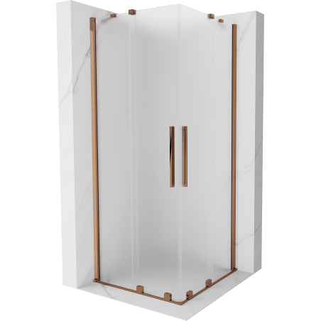 Mexen Velar Duo kabina prysznicowa rozsuwana 100 x 100 cm, szron, różowe złoto - 871-100-100-32-60