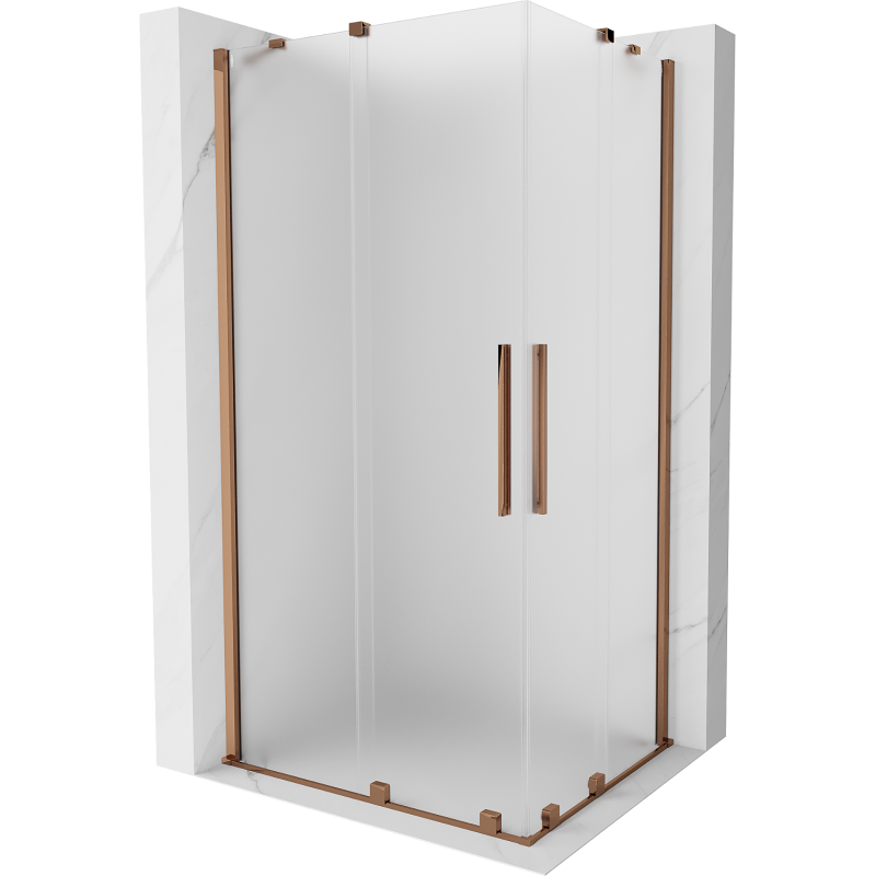 Mexen Velar Duo kabina prysznicowa rozsuwana 90 x 80 cm, szron, różowe złoto - 871-090-080-32-60