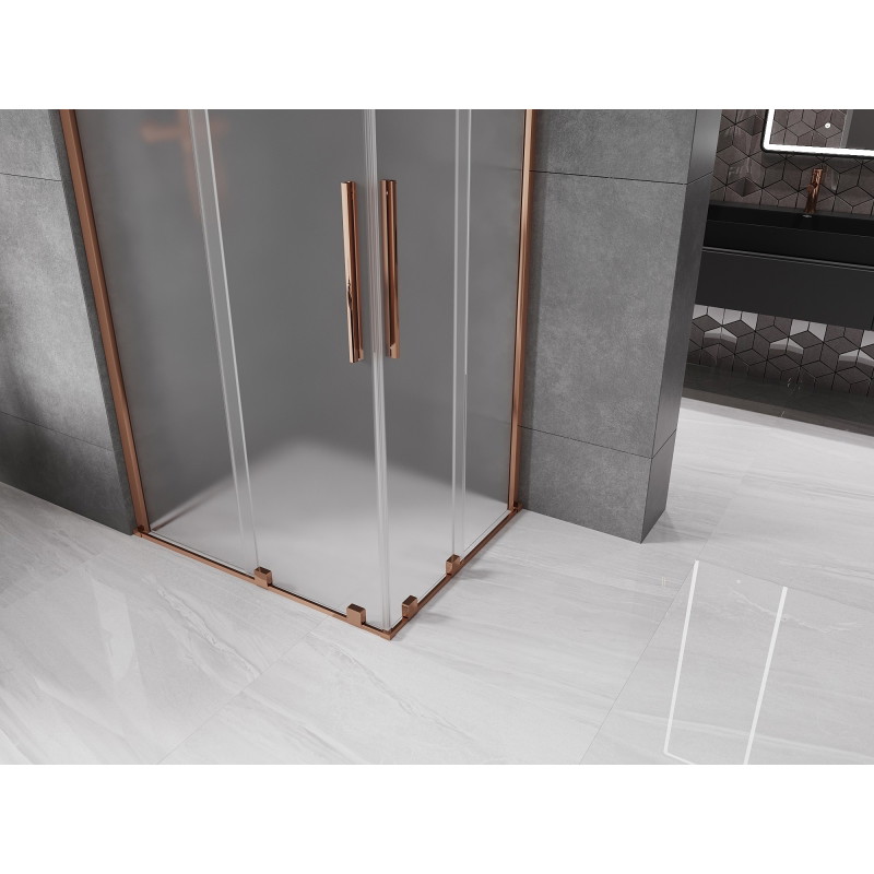 Mexen Velar Duo kabina prysznicowa rozsuwana 100 x 90 cm, szron, różowe złoto - 871-100-090-32-60