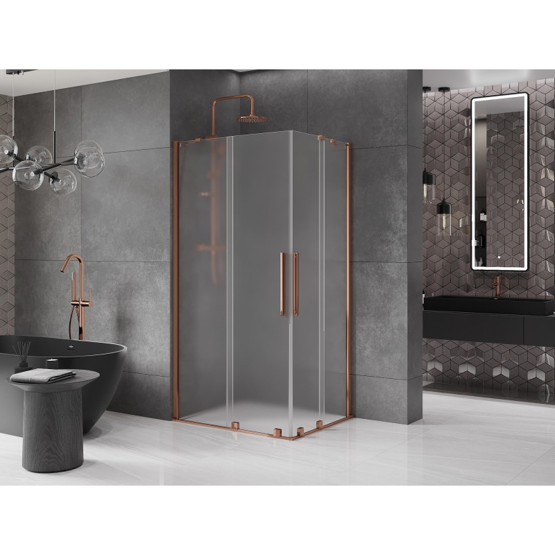 Mexen Velar Duo kabina prysznicowa rozsuwana 100 x 90 cm, szron, różowe złoto - 871-100-090-32-60