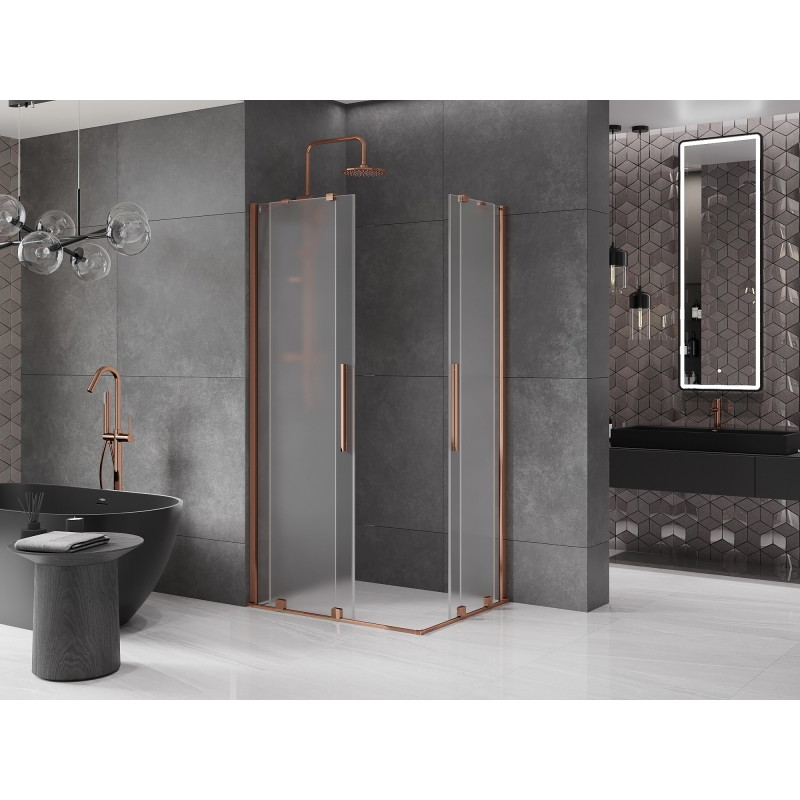 Mexen Velar Duo kabina prysznicowa rozsuwana 100 x 90 cm, szron, różowe złoto - 871-100-090-32-60