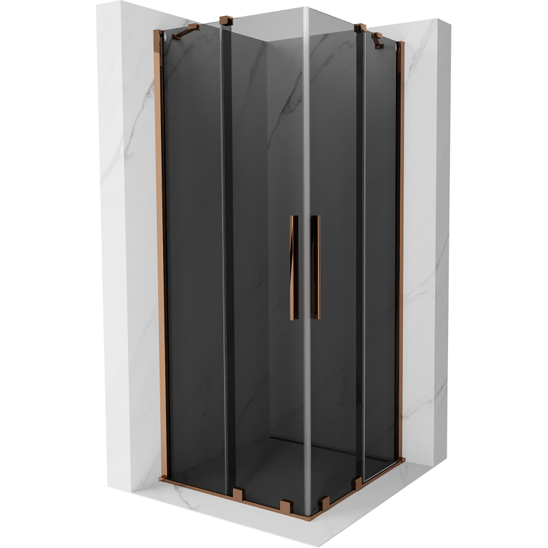 Mexen Velar Duo kabina prysznicowa rozsuwana 90 x 90 cm, grafit, różowe złoto - 871-090-090-42-60