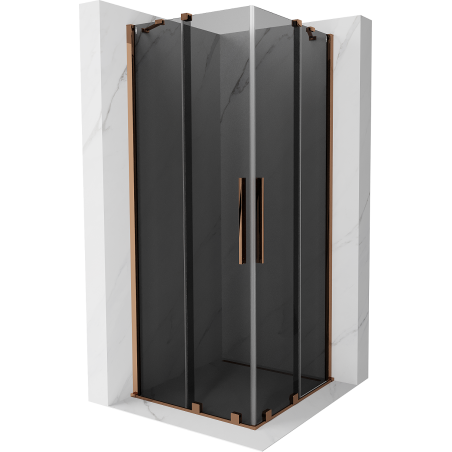 Mexen Velar Duo kabina prysznicowa rozsuwana 90 x 90 cm, grafit, różowe złoto - 871-090-090-42-60