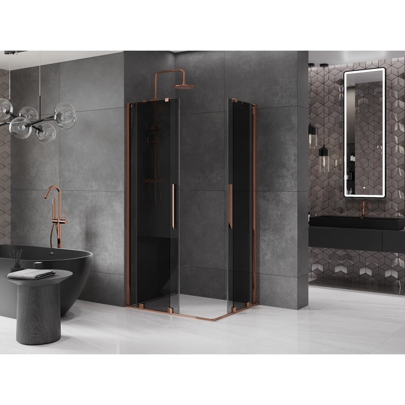 Mexen Velar Duo kabina prysznicowa rozsuwana 100 x 90 cm, grafit, różowe złoto - 871-100-090-42-60