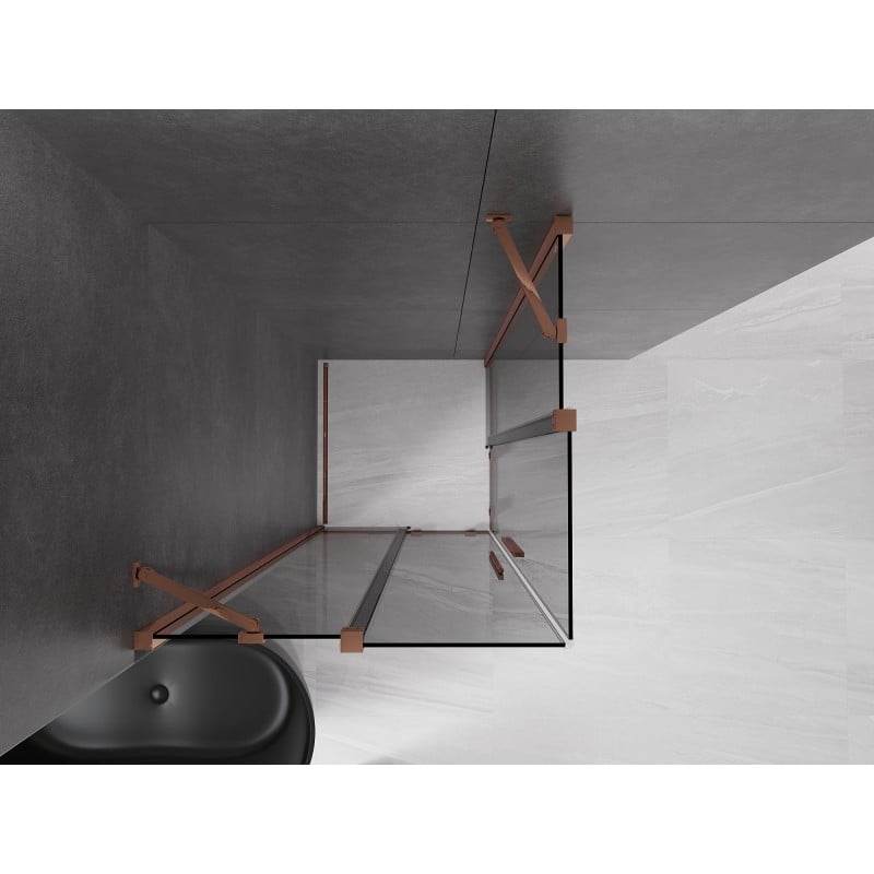 Mexen Velar Duo kabina prysznicowa rozsuwana 100 x 100 cm, grafit, różowe złoto - 871-100-100-42-60
