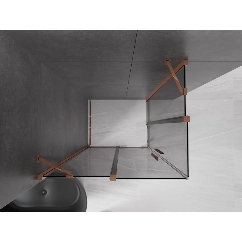 Mexen Velar Duo kabina prysznicowa rozsuwana 100 x 90 cm, grafit, różowe złoto - 871-100-090-42-60