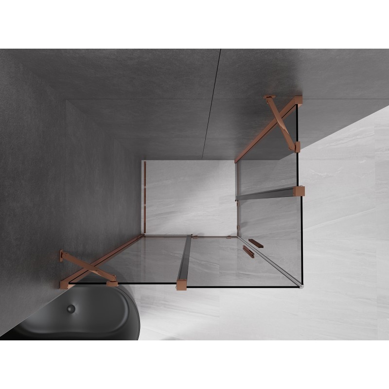 Mexen Velar Duo kabina prysznicowa rozsuwana 90 x 80 cm, grafit, różowe złoto - 871-090-080-42-60