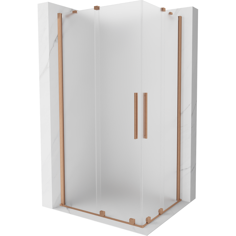 Mexen Velar Duo kabina prysznicowa rozsuwana 90 x 80 cm, szron, miedź szczotkowana - 871-090-080-32-65