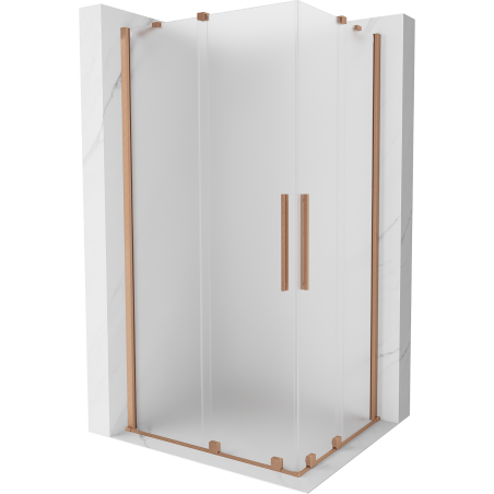Mexen Velar Duo kabina prysznicowa rozsuwana 90 x 80 cm, szron, miedź szczotkowana - 871-090-080-32-65