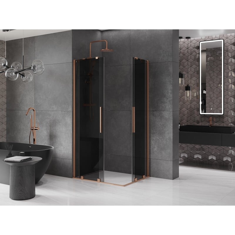 Mexen Velar Duo kabina prysznicowa rozsuwana 90 x 80 cm, grafit, miedź szczotkowana - 871-090-080-42-65