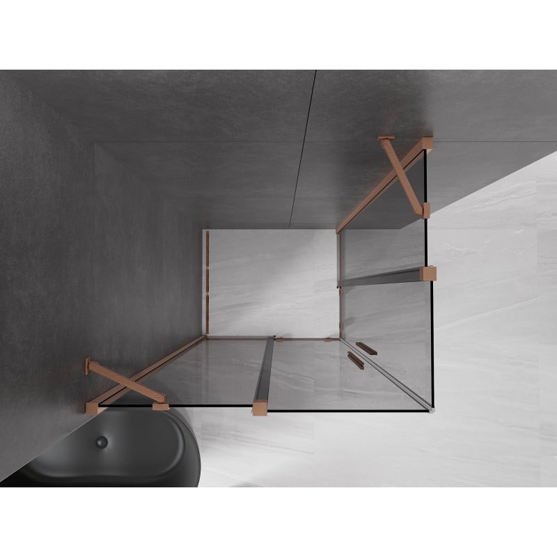 Mexen Velar Duo kabina prysznicowa rozsuwana 100 x 90 cm, grafit, miedź szczotkowana - 871-100-090-42-65