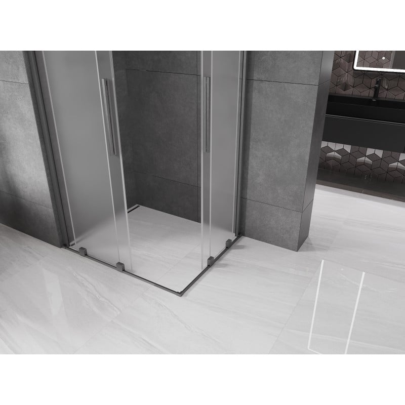Mexen Velar Duo kabina prysznicowa rozsuwana 90 x 80 cm, szron, gun gray szczotkowany - 871-090-080-32-66
