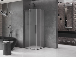 Mexen Velar Duo kabina prysznicowa rozsuwana 80 x 80 cm, szron, gun gray szczotkowany - 871-080-080-32-66