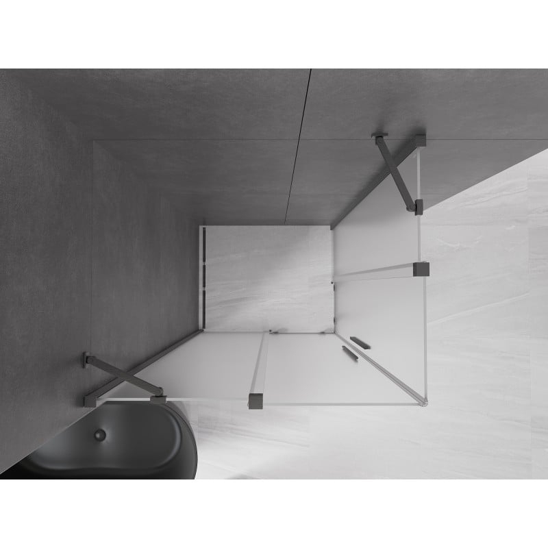Mexen Velar Duo kabina prysznicowa rozsuwana 90 x 80 cm, szron, gun gray szczotkowany - 871-090-080-32-66