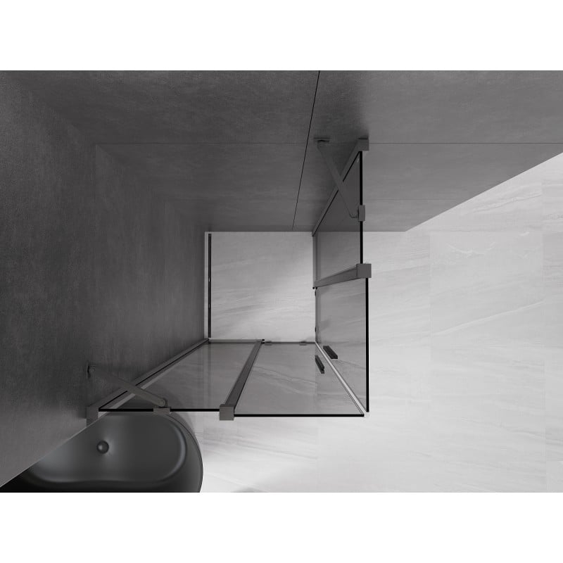 Mexen Velar Duo kabina prysznicowa rozsuwana 80 x 80 cm, grafit, gun gray szczotkowany - 871-080-080-42-66