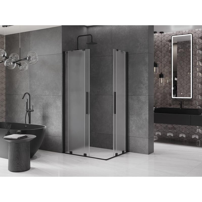 Mexen Velar Duo kabina prysznicowa rozsuwana 100 x 90 cm, szron, czarna - 871-100-090-32-70