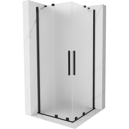 Mexen Velar Duo kabina prysznicowa rozsuwana 80 x 80 cm, szron, czarna - 871-080-080-32-70
