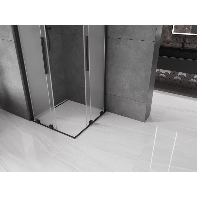 Mexen Velar Duo kabina prysznicowa rozsuwana 90 x 90 cm, szron, czarna - 871-090-090-32-70