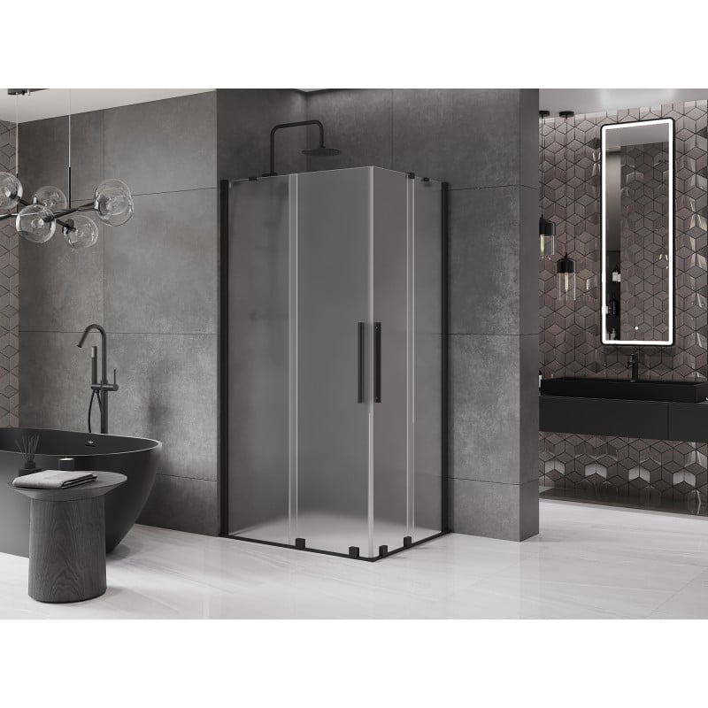 Mexen Velar Duo kabina prysznicowa rozsuwana 90 x 80 cm, szron, czarna - 871-090-080-32-70