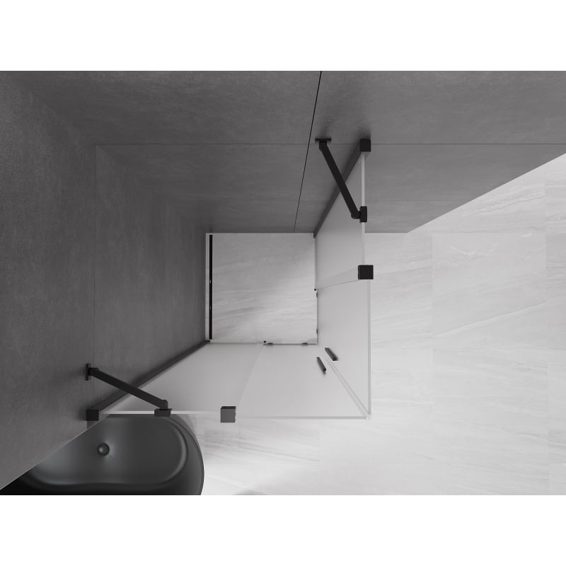 Mexen Velar Duo kabina prysznicowa rozsuwana 80 x 80 cm, szron, czarna - 871-080-080-32-70