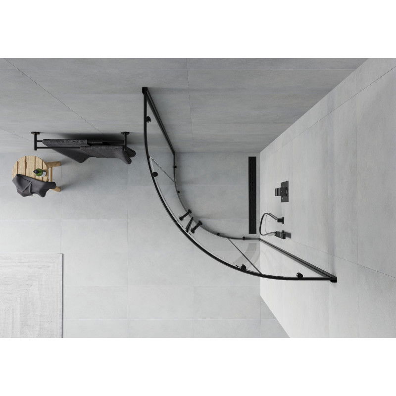 Mexen Rio kabina prysznicowa półokrągła 80 x 80 cm, transparent, czarna - 863-080-080-70-00