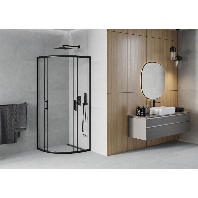 Mexen Rio kabina prysznicowa półokrągła 80 x 80 cm, transparent, czarna - 863-080-080-70-00