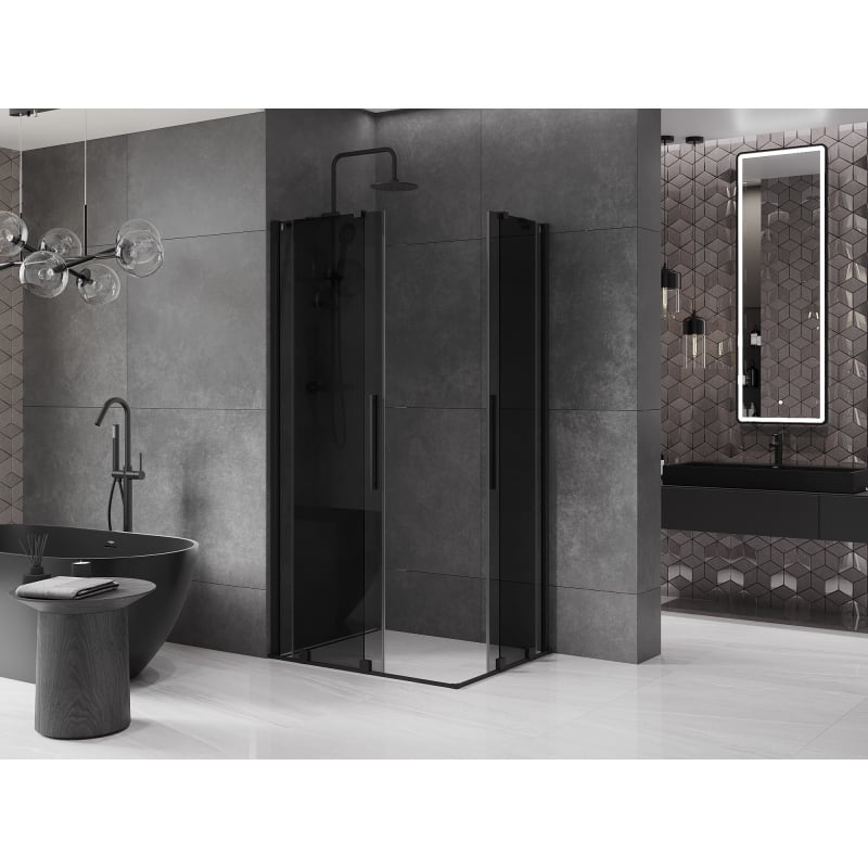 Mexen Velar Duo kabina prysznicowa rozsuwana 100 x 90 cm, grafit, czarna - 871-100-090-42-70