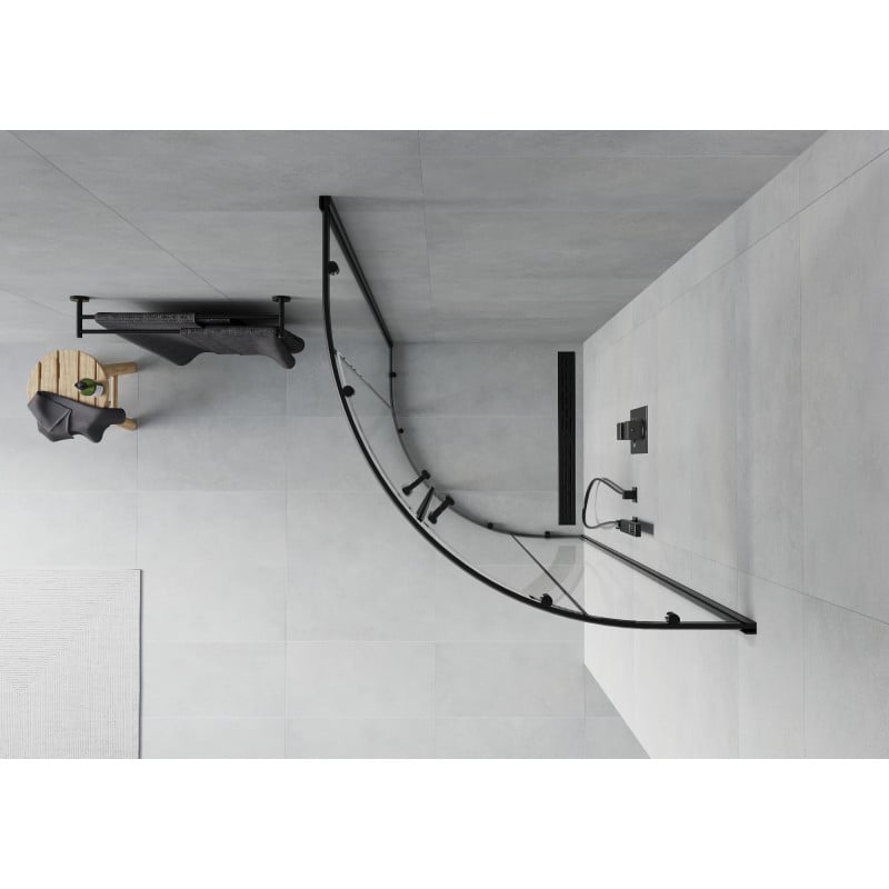 Mexen Rio kabina prysznicowa półokrągła 90 x 90 cm, transparent, czarna - 863-090-090-70-00