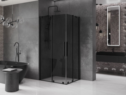 Mexen Velar Duo kabina prysznicowa rozsuwana 100 x 90 cm, grafit, czarna - 871-100-090-42-70