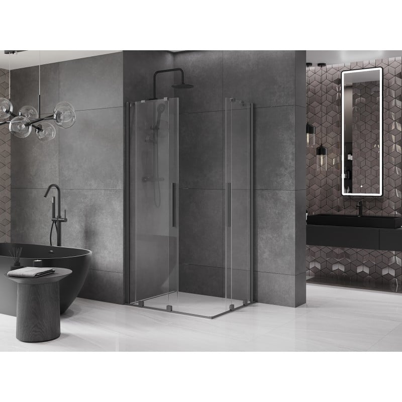 Mexen Velar Duo kabina prysznicowa rozsuwana 90 x 80 cm, transparent, gun metal - 871-090-080-02-95