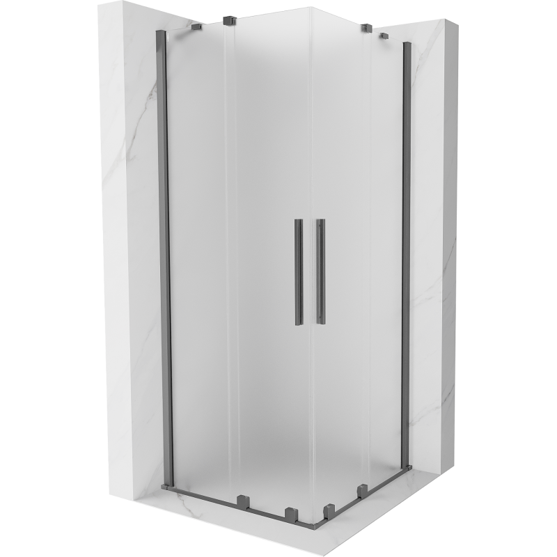 Mexen Velar Duo kabina prysznicowa rozsuwana 100 x 100 cm, szron, gun metal - 871-100-100-32-95