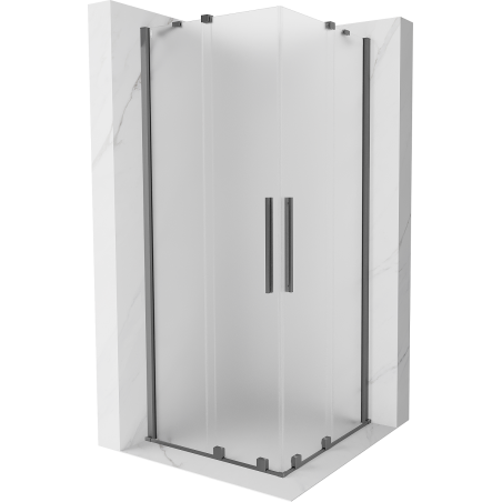 Mexen Velar Duo kabina prysznicowa rozsuwana 100 x 100 cm, szron, gun metal - 871-100-100-32-95