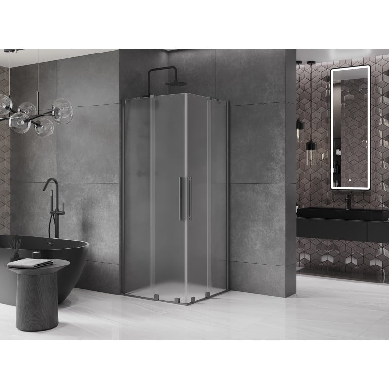 Mexen Velar Duo kabina prysznicowa rozsuwana 90 x 90 cm, szron, gun metal - 871-090-090-32-95