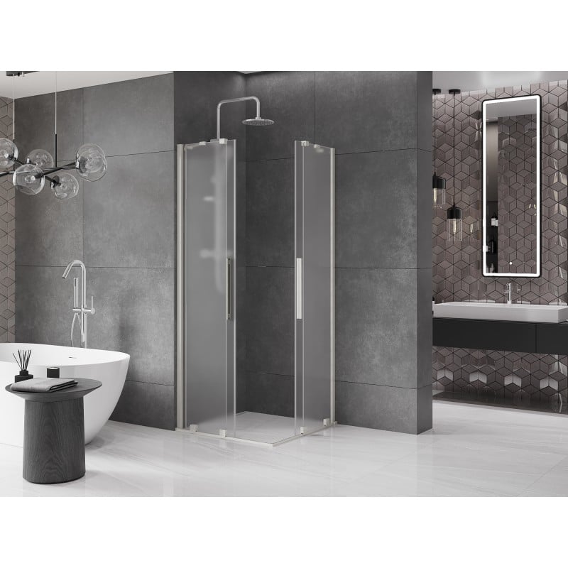 Mexen Velar Duo kabina prysznicowa rozsuwana 90 x 90 cm, szron, nikiel szczotkowany - 871-090-090-32-97