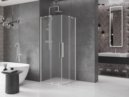 Mexen Velar Duo kabina prysznicowa rozsuwana 90 x 90 cm, szron, nikiel szczotkowany - 871-090-090-32-97