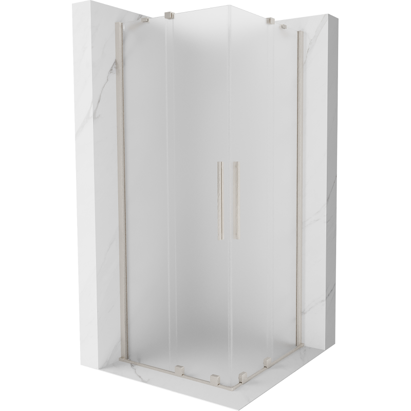 Mexen Velar Duo kabina prysznicowa rozsuwana 80 x 80 cm, szron, nikiel szczotkowany - 871-080-080-32-97