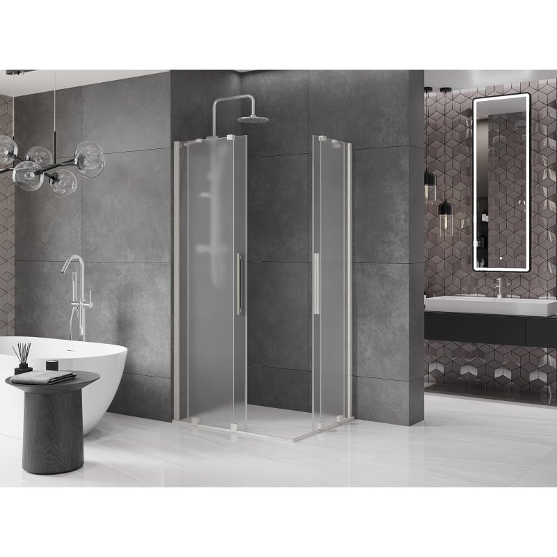 Mexen Velar Duo kabina prysznicowa rozsuwana 90 x 80 cm, szron, nikiel szczotkowany - 871-090-080-32-97
