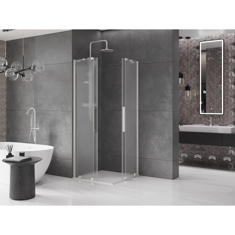 Mexen Velar Duo kabina prysznicowa rozsuwana 80 x 80 cm, szron, nikiel szczotkowany - 871-080-080-32-97