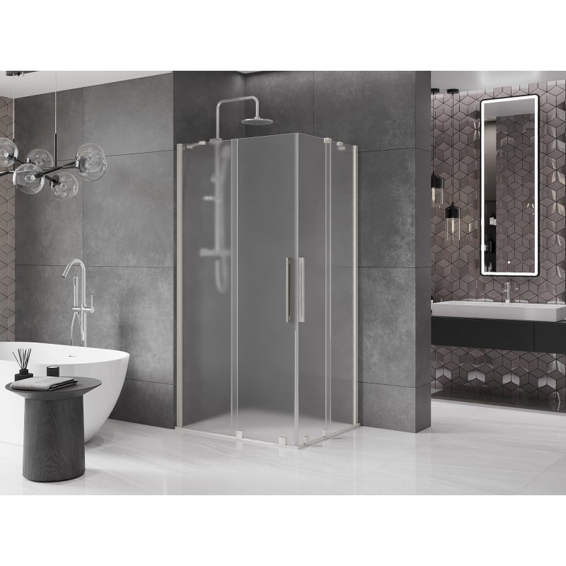 Mexen Velar Duo kabina prysznicowa rozsuwana 90 x 80 cm, szron, nikiel szczotkowany - 871-090-080-32-97