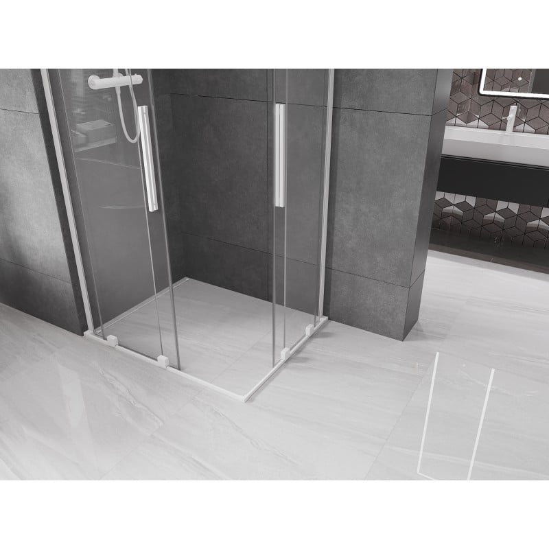 Mexen Velar L Duo kabina prysznicowa rozsuwana 90 x 80 cm, transparent, biała - 871-090-080-02-03-20