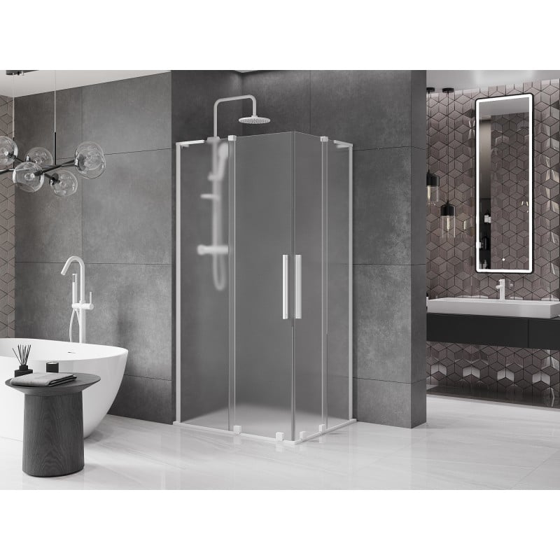 Mexen Velar L Duo kabina prysznicowa rozsuwana 90 x 80 cm, szron, biała - 871-090-080-02-33-20
