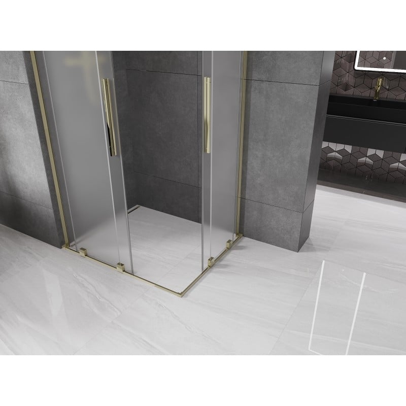 Mexen Velar L Duo kabina prysznicowa rozsuwana 90 x 80 cm, szron, złota - 871-090-080-02-33-50