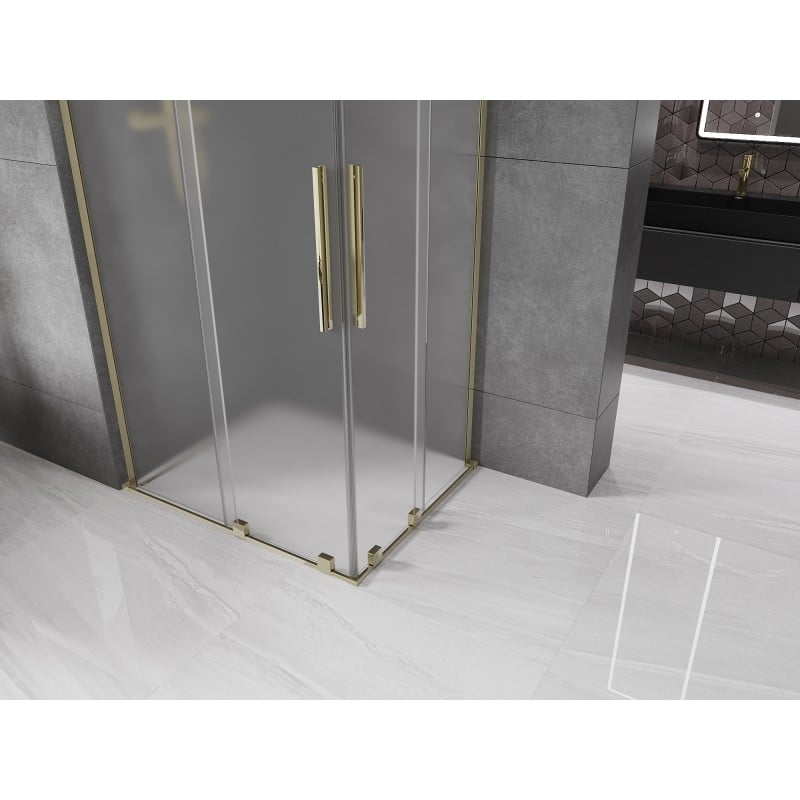 Mexen Velar L Duo kabina prysznicowa rozsuwana 90 x 80 cm, szron, złota - 871-090-080-02-33-50