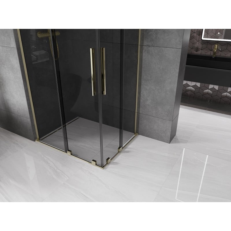 Mexen Velar L Duo kabina prysznicowa rozsuwana 90 x 80 cm, grafit, złota - 871-090-080-02-43-50