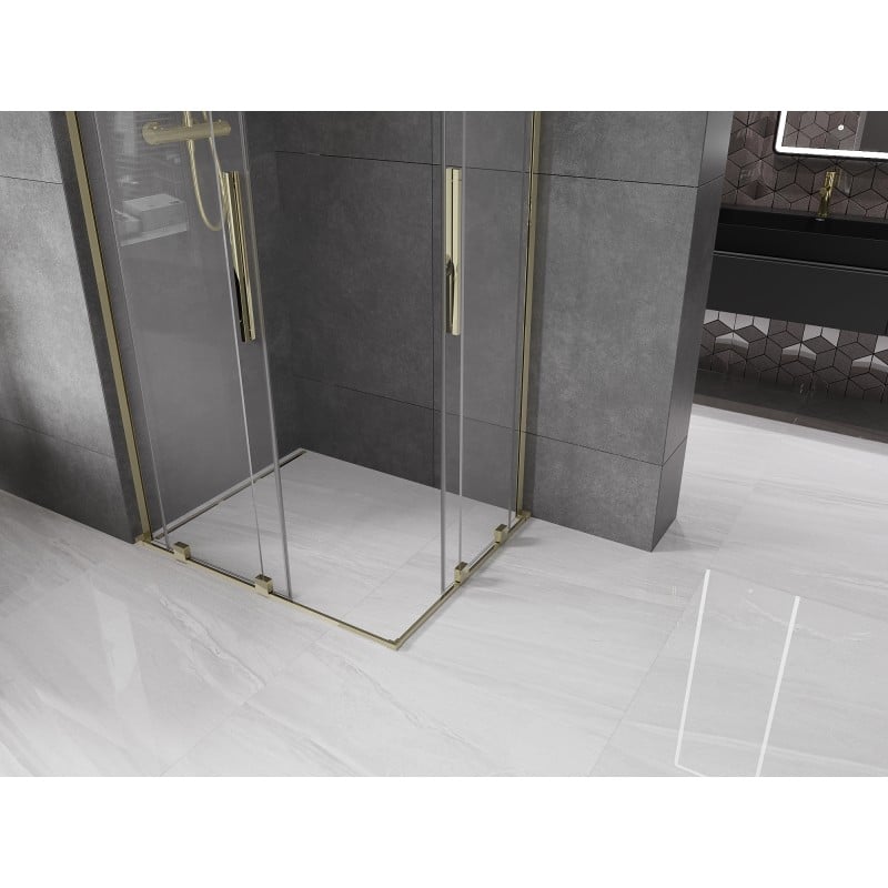 Mexen Velar L Duo kabina prysznicowa rozsuwana 90 x 80 cm, transparent, złota - 871-090-080-02-03-50