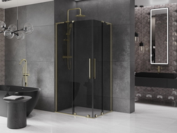 Mexen Velar L Duo kabina prysznicowa rozsuwana 100 x 90 cm, grafit, złota - 871-100-090-02-43-50