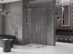 Mexen Velar L Duo kabina prysznicowa rozsuwana 100 x 90 cm, transparent, złota - 871-100-090-02-03-50
