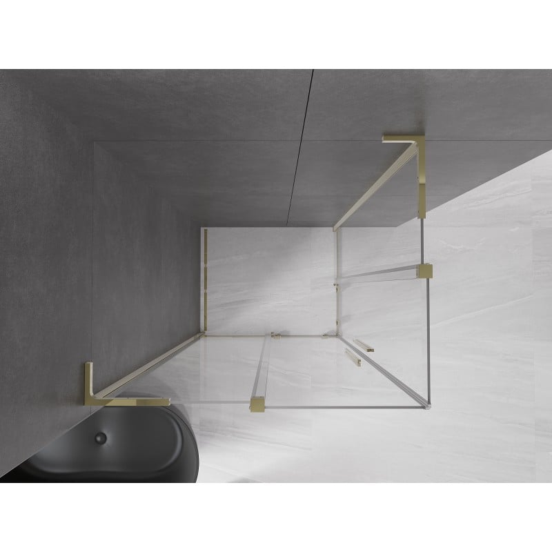 Mexen Velar L Duo kabina prysznicowa rozsuwana 90 x 80 cm, transparent, złota - 871-090-080-02-03-50