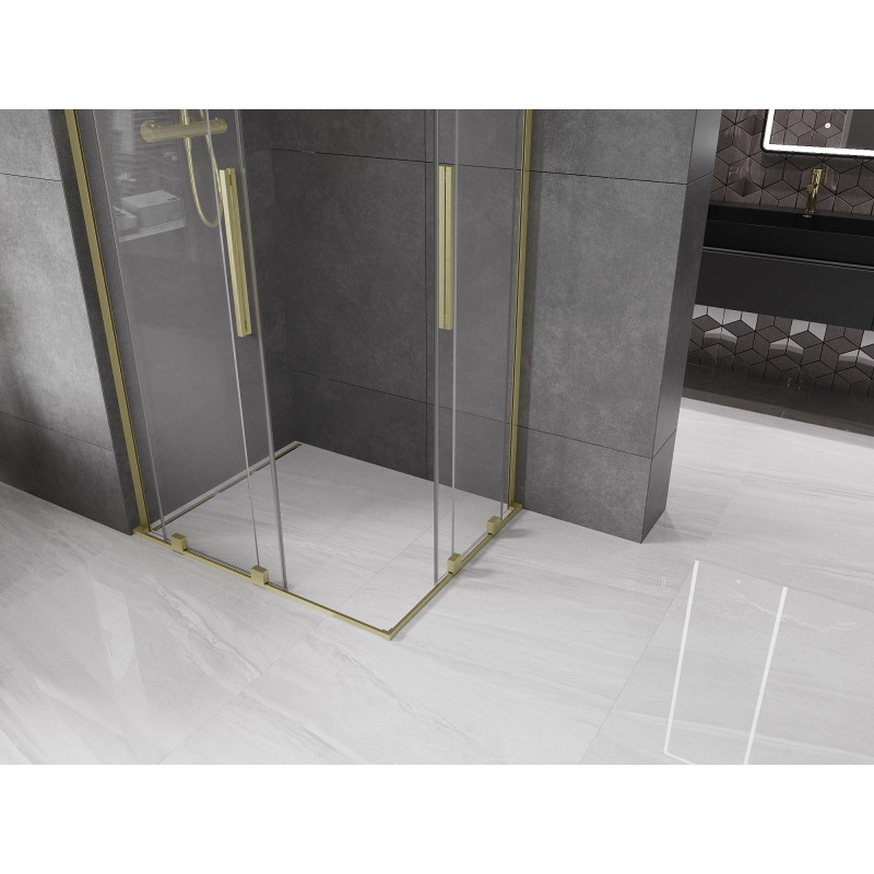 Mexen Velar L Duo kabina prysznicowa rozsuwana 90 x 80 cm, transparent, złota szczotkowana - 871-090-080-02-03-55